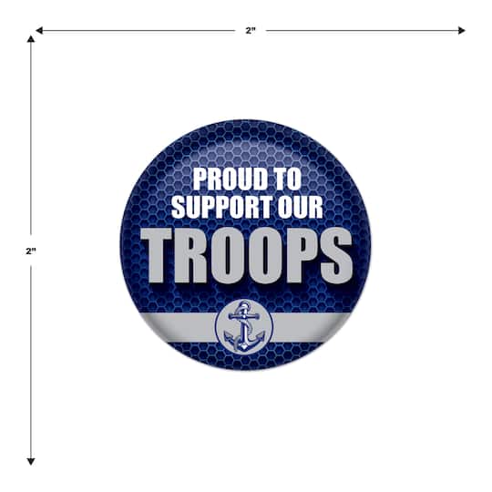 Beistle 2" Blue Proud To Support Our Troops Buttons, 6ct.